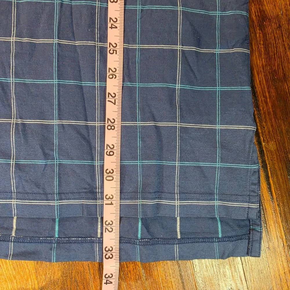 Peter‎ Millar Mens XL Blue Windowpane Check 100% Cotton Short Sleeve Polo Shirt